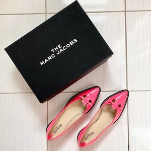 Marc Jacobs Mouse Patent Leather Pointed Toe Flats in Neon Pink, Size 10.5/40.5